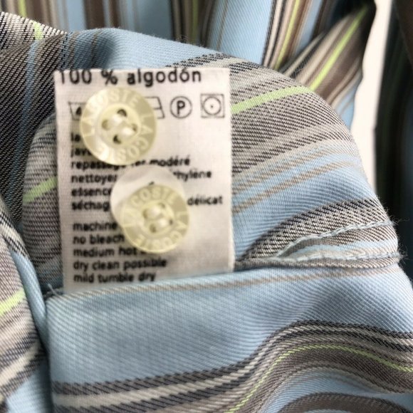 Lacoste Button Front L Blue Striped Long Sleeve - Picture 7 of 8